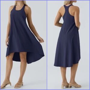 Halara Breezeful Racerback Hi Low Flowy Midi Dress Patriot Blue